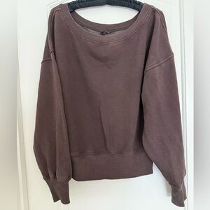 Aerie off the shoulder sweatshirt deep earth